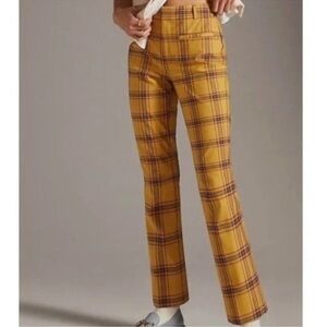 NWOT Anthropologie Yellow Plaid Trousers